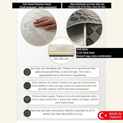 Muslim Prayer Rug for Couple – 2 Piece Luxury Prayer Mat Set for Bride & Groom, Soft Thick Padded 0.16” Foam, Non-Slip Bottom, Premium Velvet Polyester Islamic Prayer Mats, Wedding Gift Set