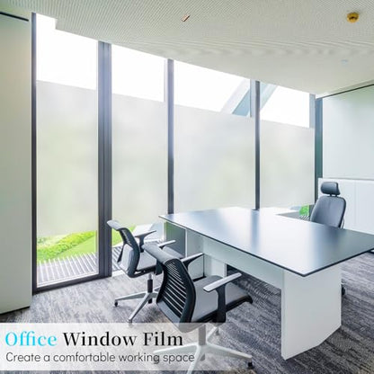 Frosted Glass Window Privacy Film Decorative, Static Cling Bathroom Window Frosting Film Day and Night Windows Cling Home Glass Door Cover, 17.5 inch x 78.7 inch | Static Cling Window Frosted Film,Day and Night Privacy Windows Cover for Glass Door,Garage,