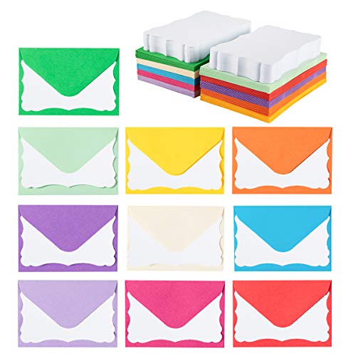 100 Pack Mini Envelopes with Blank Note Cards, Multicolored, White | 4 x 2.7 Inches, Self-Adhesive, Small Business Card Size - color: White