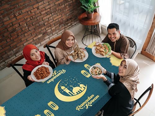 OLEEK Ramadan Table Cloth (87x51in)- Ramadan Decorations for Home 2026 - Ramadan Table Cover - Ramadan Gifts - Ramadan Decor - Ramadan Decorations for Table - Ramadan Decoration زينة رمضان كريم ديكور