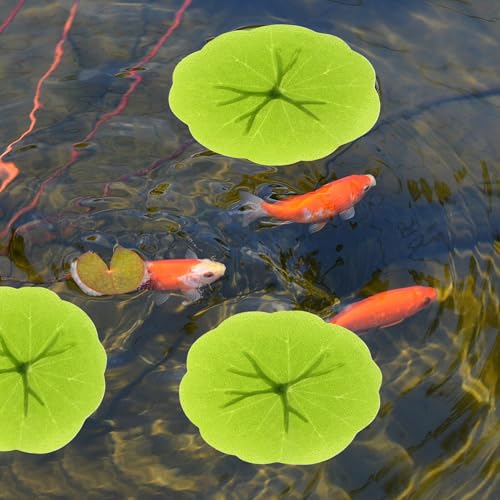 Wakauto 40pcs 6cm Artificial Floating Water Lily Pads Imitation Lotus Leaves Simulation Pond Decor for Aquarium Fish Tank and Garden Home Display