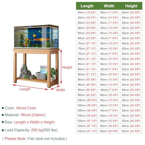 Vibeo Solid Wood Fish Tank Stand, Aquarium Stand with Plant Shelf, 5 10 15 20 30 40 Gallon Fish Tank Table, Reptile Tank Rack for Home Office(ligjt Grey,60x40cm(23 5/8" x15 3/4")) - color: Ligjt Grey, size: 60x40cm(23 5/8"x15 3/4")
