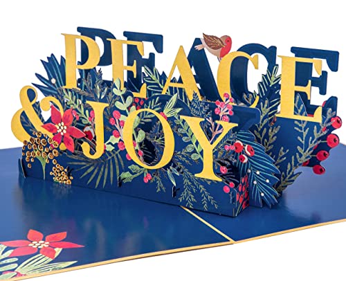 PopLife Wishing You Peace & Joy 3D Pop Up Handmade Greeting, Blank Merry Christmas Card, Small Stocking Present for Friends and Family, Holiday Wishes - color: Wishing You Peace & Joy