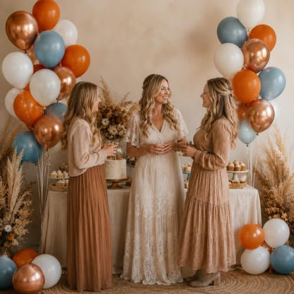 Orange and Blue Balloons, 12 Inch Burnt Orange Dusty Blue Copper Balloon - color: Orange Blue Gold