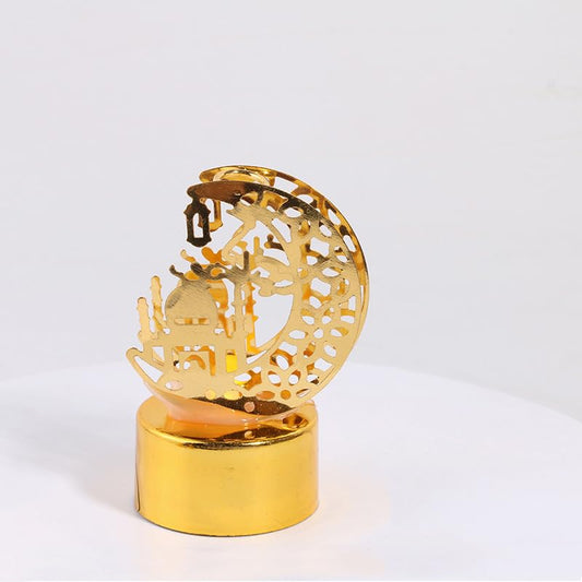 Gold Crescent Moon LED Decor Lamp, Moon Star Hollow Tabletop Light for Home Decoration, Festive Ramadan Decor, Eid Mubarak Gift, Shelf Porch Table Accent 2.6 x 1.65 Inch-14 - color: Dxd-0297