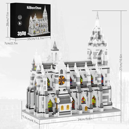 Miniature Building Blocks Cologne Cathedral Model Set (3598 Pieces) - Building Toys, Suitable for Children and Adults as Gifts - style: Cologne Cathedral Model