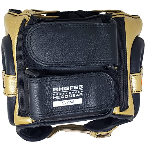 RIVAL Boxing RHGFS3 Face-Saver Sparring Headgear - Wide Eye Opening, Premium Leather, and Thermoplastic Inner Frame - color: Gold, size: Large-X-Large