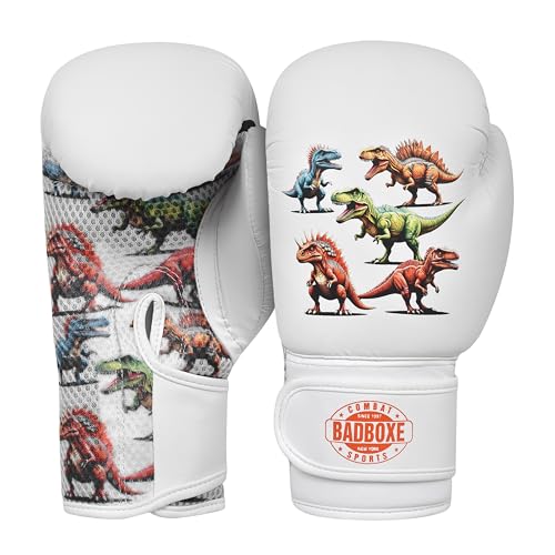 Boxing Gloves 6oz | Boxing Gloves for Kickboxing Muay Thai MMA | Bag Gloves for Punching Bag - color: Dinosaur White