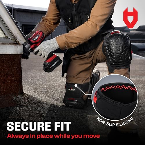 NoCry Professional Knee Pads for Work for Men — Adjustable Thigh and Shin Straps, Heavy-Duty Shell, and Thick Foam & Gel Cushioning — Ideal for Construction and Gardening - style: Original