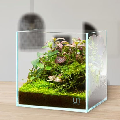 Ultum Nature Systems Ultra Clear Rimless Aquarium - Low Iron Glass Fish Tank with 45° Mitered Edges, 5mm-12mm Thick, Leveling Mat Included (25C, Cube, 4 Gallon) - size: [25C] - 4 Gal - 9.84 x 9.84 x 9.84 in