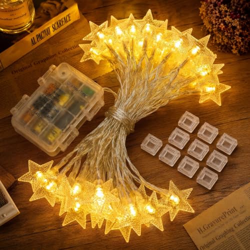 WesGen Star String Lights Warm White Battery Operated