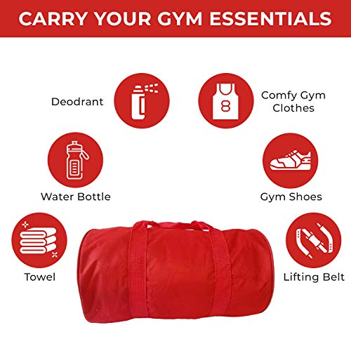 Impecgear Round Duffel Team Sports Equipment Bags, Travel Gym Fitness Bag. - color: Red