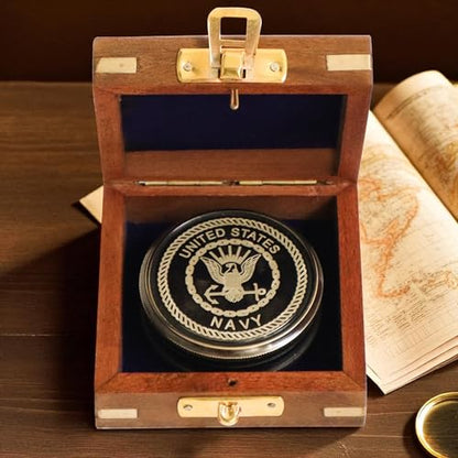 Personalized Brass Compass with Wooden Box – Custom Engraved Inspirational Compass Gift for Birthday, Wedding, Anniversary, Graduation, Retirement & Special Milestones