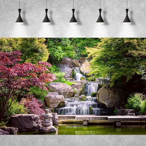 Waterfall Aquarium Background Kyoto Garden Style Terrarium Background Forest Huge Rocks Fish Tank Background Falls Stream River Aquarium Backdrop Waterfall Reptile Habitat Background 30x12in - color: Purple Green, size: 30(W)x12(H)in
