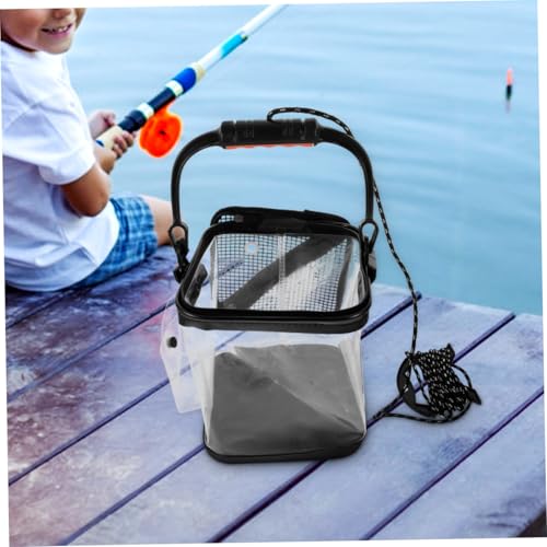 LIOOBO Thickened Transparent Fish Bucket Outdoor Folding Fishing Bucket Live Fish Carrier Lightweight Eva Barrel Easy to Store