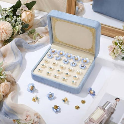 50 Pcs Pearl Rhinestone Brooch Pin Flower Embellishments Brooches and Pins for Women Lapel Pins No Sew Button Charms Accessories for Clothes Bags Wedding DIY Crafts, 5 Styles - color: Blue
