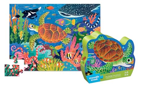 Crocodile Creek Jigsaw Puzzle, 36 Piece for Kids 3 Years and Up, Heavy-Duty Shaped Box for Storage, Finished Puzzle Size 18 x 24 inches, Sea Turtle - color: Sea Turtle
