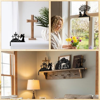 Blulu 3 Pcs Easter Door Decorations Metal He Is Risen Door Toppers Religious Easter Frame Corner Sign for Spring Christian Cabinet Shelf Window Wall Home Office Kitchen Church Decor(Religious) - style: Religious