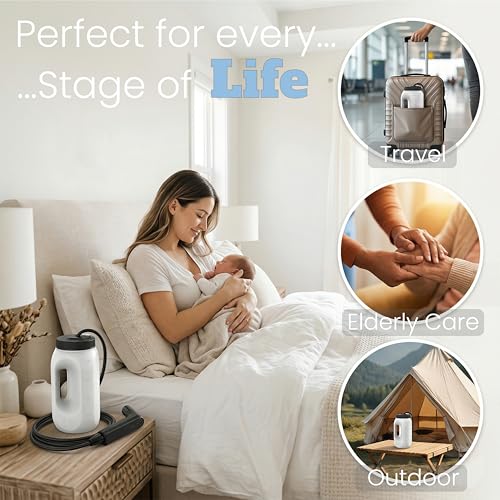 ESSUMAR Portable Bidet for Travel – 2.5L Electric Rechargeable Handheld Bidet Sprayer with 1.2m Hose, 2 Pressure Modes, USB-C, IPX6 Waterproof – Travel Bidet for Women, Men, Postpartum, Camping