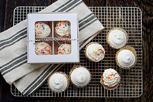Treat Boxes - 24 ct 6 x 6 x 2.4 in Bakery Boxes with Windows and Dividers for Candy, Cookies, Cupcakes, or Bakery Desserts - Chocolate, Treats, and Baked Goods Packaging for Gifting - color: White