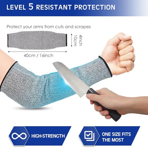 Geyoga Arm Sleeves Guards Cut Resistant HPPE,X-Large,Hppe,Black, Gray - color: Gray, size: Large, style: Hppe