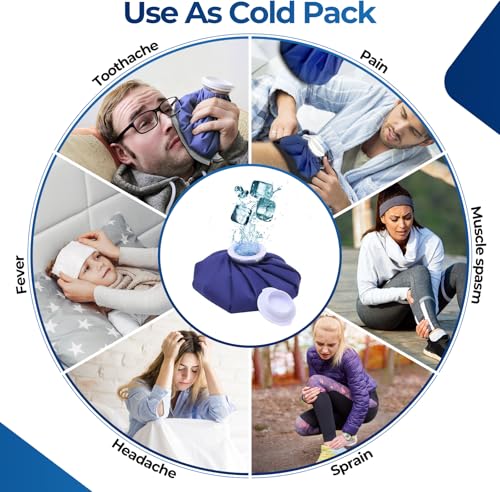 Ohuhu 3 Pack Ice Pack and Ice Bag for Injuries Hot Cold Therapy 6"/9"/11" | Reusable leak-proof ice packs with caps, 3 sizes 6/9/11 inch for knee, leg, back and muscle pain relief