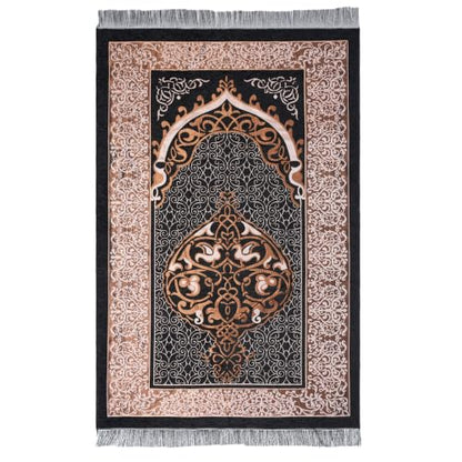 Islamic Prayer Rug Masjid Pattern Thin Mat 1pc Muslim Portable Blanket Ramadan Eid Gift Rug Turkish Prayer Carpet - Black, Styled - color: 1pc Blackd