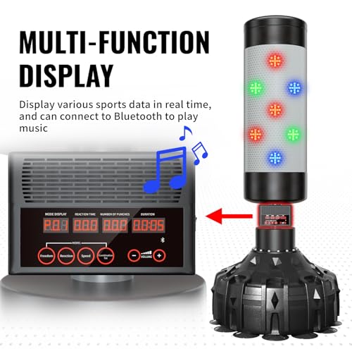 Smart Music Punching Bag 69",4 Training Modes,Can Connect to Bluetooth Smart Music Boxing Bag with 2 Pairs of Boxing Gloves for Home,Office and Gym Workout.
