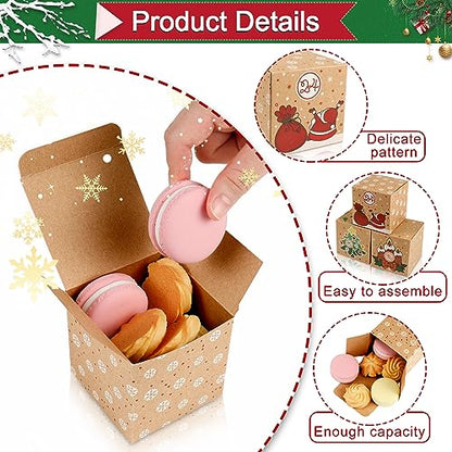 ONESING 24 Pcs DIY Christmas Advent Calendar Boxes for 2025, 24 Days Countdown Calendar Gift for Adults and Kids Christmas Cardboard Number Boxes Make & Fill Your Own Advent Calendar Boxes Lovely Xmas Kraft Papper - color: Style-C