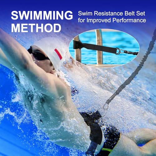 Swimming Training Belt 8-25FT Adjustable Swimming Resistance Belt, Stationary Harness for Any Pool Without Counter Current System - color: Yellow Umbrella