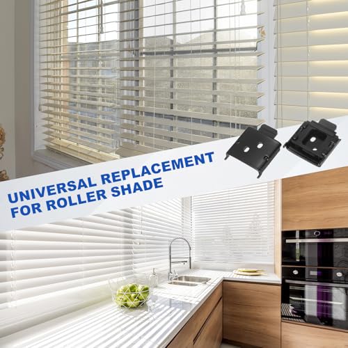 uxcell 4-Pack Metal Mounting Brackets Roller Blind Buckles, Universal Replacement Brackets for Indoor/Outdoor Roller Shade Vertical Blinds Accessory, Black