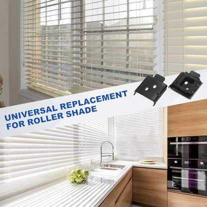 uxcell 4-Pack Metal Mounting Brackets Roller Blind Buckles, Universal Replacement Brackets for Indoor/Outdoor Roller Shade Vertical Blinds Accessory, Black