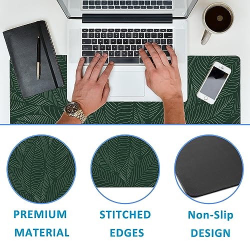 Golden Tropical Leaf Large Gaming Mouse Pad,Waterproof Desk Mat for Desktop,Non-Slip Rubber Base Mousepad with Stitched Edges for Laptop Office and Home 35.4X15.7 Inch - color: Golden Tropical Leaf