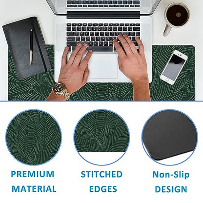 Golden Tropical Leaf Large Gaming Mouse Pad,Waterproof Desk Mat for Desktop,Non-Slip Rubber Base Mousepad with Stitched Edges for Laptop Office and Home 35.4X15.7 Inch - color: Golden Tropical Leaf