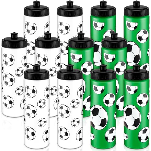 12 / 24 Pack Sports Water Bottles 20 oz Bottle Basketballs Party Favors Reusable Sports Squeeze Water Bottle for Party Favor Players Lovers Team Gifts Gym - style: Soccer