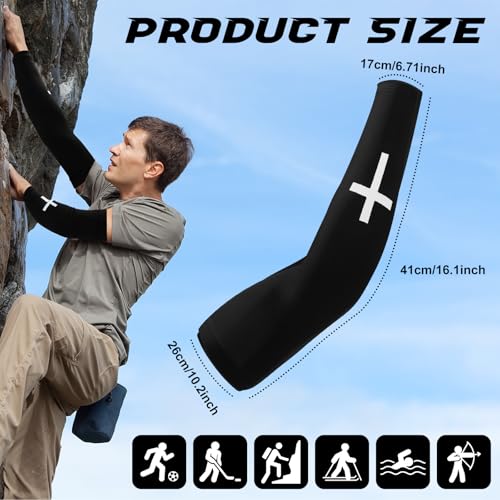Shyyween 4 Pairs Faith Cross Arm Sleeve for Baseball Football - color: White, Black