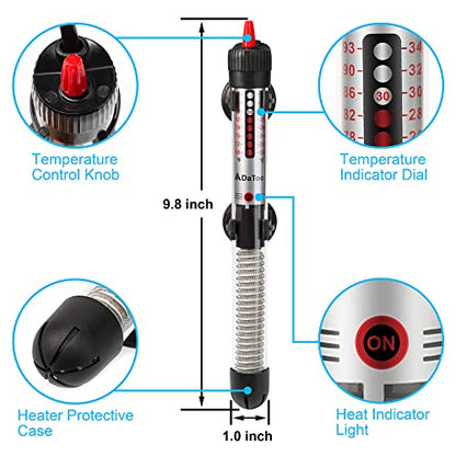 DaToo Aquarium Heater Fish Tank Heater Submersible 100 Watt, 1 Yr Warranty - size: 100Watt