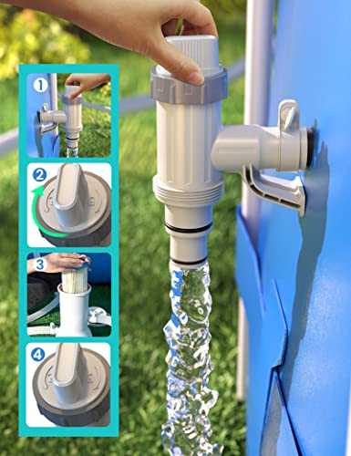 【PATENTED】MASCARRY Above Ground Swimming Pool Hose Adapter with Plunger Valve and Pipe Holder - Replacement Parts for Pool Pump System (2 PACK) | Includes 2 hose adapters, plunger valves and pipe holders for secure connection and water-flow control on com