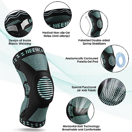 NEENCA Knee Braces for Knee Pain Relief, Compression Knee Sleeves with Patella Gel Pad & Side Stabilizers, Knee Support for Weightlifting, Running, Workout, Arthritis, Meniscus Tear, Men Women. ACE-53 | Patented Patella Gel Pad & Side Stabilizers, Compres