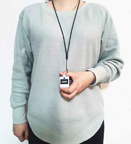 4 Digit Hand Tally Counter, Mechanical Lap Tracker Manual Clicker with Metal Finger Ring Hoop Holder - color: White