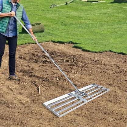 Lawn Leveling Rake 30x10 inch, (Professional-Grade) Lawn Leveler Tool, Handle Rakes for Lawns Heavy Duty Landscape Rake for Backyard, Garden, Golf Course, Farm, Pasture