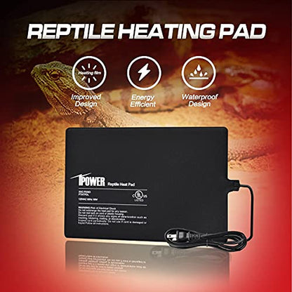 iPower 8 by 12-Inch 16W Reptile Heat Mat, Under Tank Warmer Terrarium Heat Pad for Turtles Lizards Frogs and Other Small Animals, Multi Sizes - size: 8" x 12", style: Heat Pad