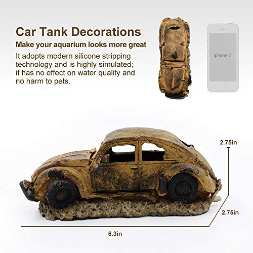 boxtech Decorations for Aquarium, Aquarium Resin Ornament Decorations, Imitation Car Wreck for Air Bubble Stone Oxygen Pump Fish Tank