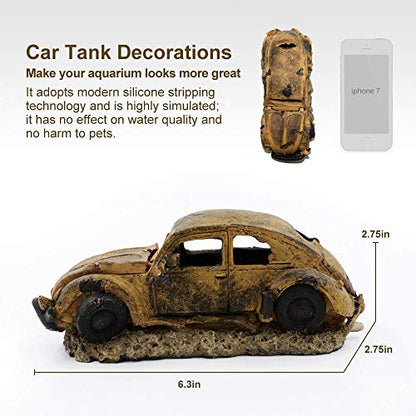 boxtech Decorations for Aquarium, Aquarium Resin Ornament Decorations, Imitation Car Wreck for Air Bubble Stone Oxygen Pump Fish Tank