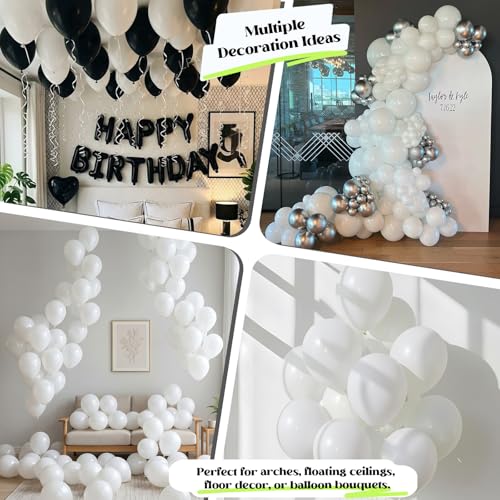 White Gold Balloon Bundle Kit, 110 Pcs 12 Inch White Beige Sand Metallic Gold Latex Balloons for Wedding Baby Shower Bridal Engagement Birthday Party Decorations