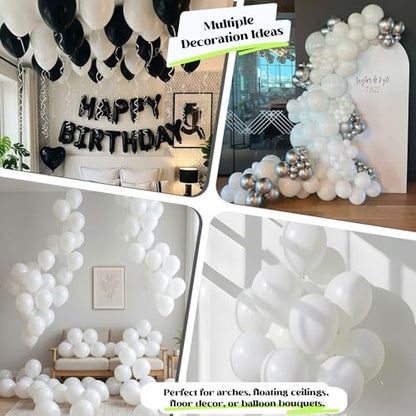 White Gold Balloon Bundle Kit, 110 Pcs 12 Inch White Beige Sand Metallic Gold Latex Balloons for Wedding Baby Shower Bridal Engagement Birthday Party Decorations