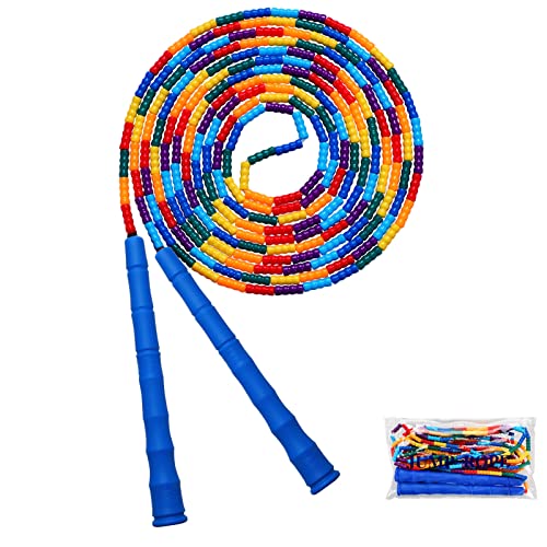 Double Dutch Jump Rope Long Jump Rope 16 FT 1 Pack/2 Pack, Adjustable Soft Beaded Diy Jump Rope for Kids Adult Long Enough for 5-6 Jumpers - color: Blue-1 Pack