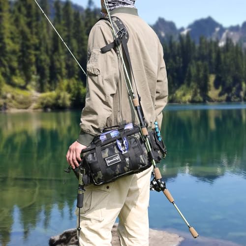Sougayilang Fishing Tackle Bags - Fishing Tackle Storage Bags for Saltwater or Freshwater Fishing Gear - Padded Shoulder Strap - Tackle Box Bag Fishing Bag(Green) - color: Green without a 3600 Tackle Tray