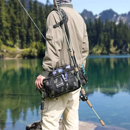 Sougayilang Fishing Tackle Bags - Fishing Tackle Storage Bags for Saltwater or Freshwater Fishing Gear - Padded Shoulder Strap - Tackle Box Bag Fishing Bag(Green) - color: Green without a 3600 Tackle Tray