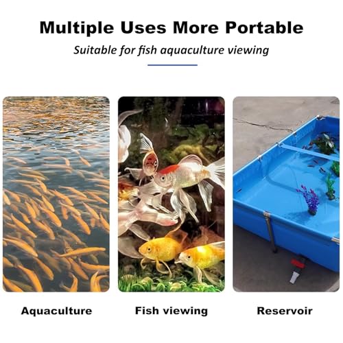 PVC Plastic Koi Fish Pond - Transparent Foldable Outdoor Aquarium Ornamental Large Fish Tank with Stainless Steel Frame - Above Ground Pond with Drain Valve Rectangular Pool(59.0"x39.3"x23.6") - size: 59.0"x39.3"x23.6"